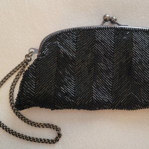 The Limited Black Beaded Wristlet Clutch
